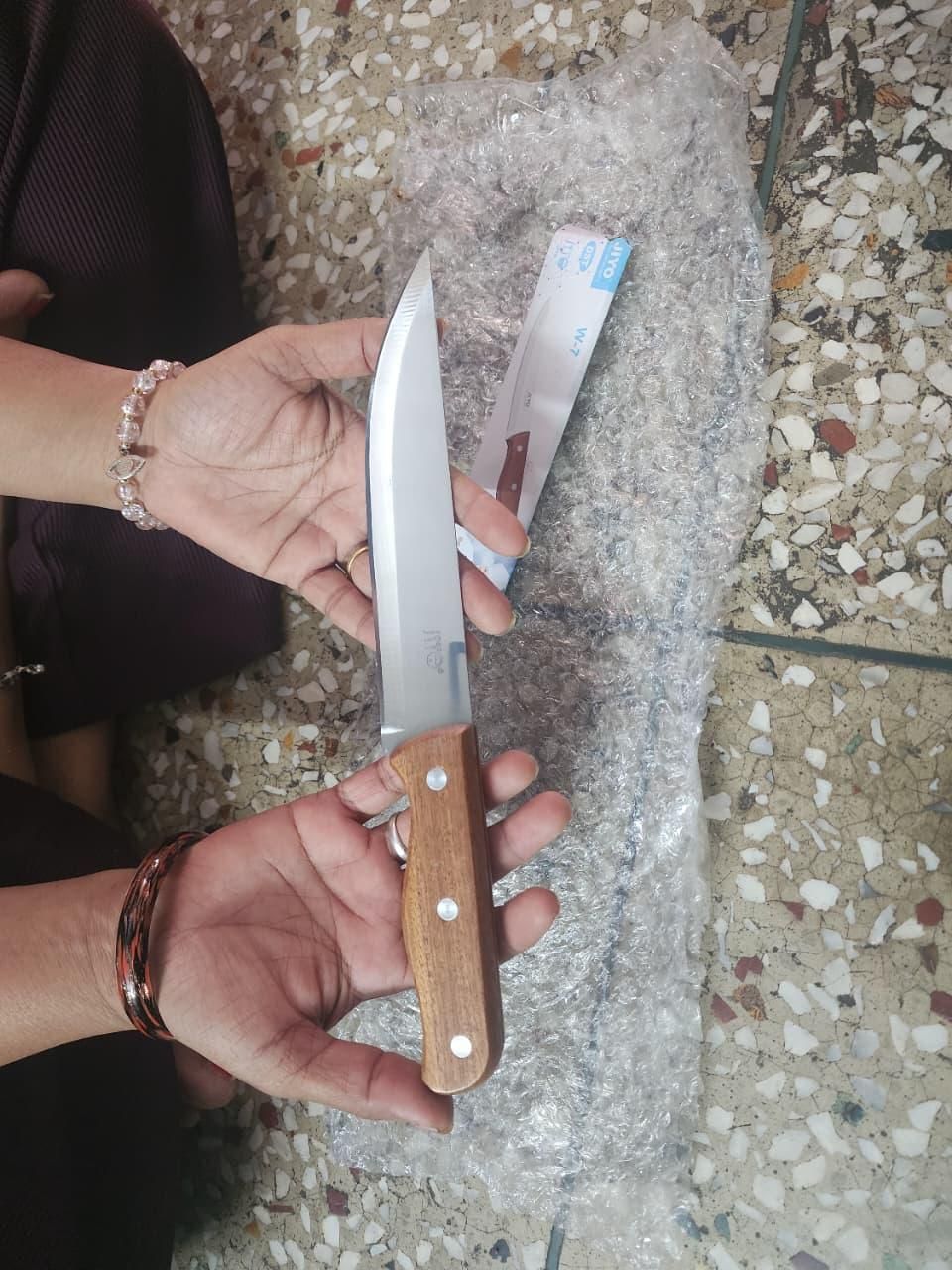 Professional Chef Knife – 8 Inch Japanese Style Kitchen Knife with Hammered Stainless Steel Blade & Wood Handle–Ultra Sharp Multipurpose for Meat,Vegetables & More (Cover Knife)